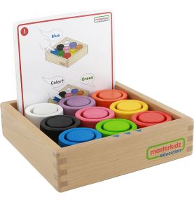 Kolorowe Drewniane Klocki i Kubeczki Masterkidz