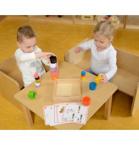 Kolorowe Drewniane Klocki i Kubeczki Masterkidz