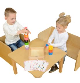 Kolorowe Drewniane Klocki i Kubeczki Masterkidz