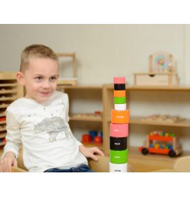 Kolorowe Drewniane Klocki i Kubeczki Masterkidz
