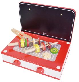 CLASSIC WORLD Drewniana Kuchnia 2w1 Grill + Kuchenka dla Dzieci 22el.