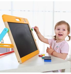 TOOKY TOY Tablica Edukacyjna 2w1 Magnetyczna Kredowa dla Dzieci Magnesy Gąbka 6 el.