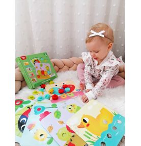 TOOKY TOY Układanka Klocki dla Dzieci Zwierzęta Dopasuj Nauka Kształtów Kolorów + Plansze