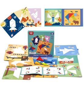 TOOKY TOY Puzzle Tangram Układanka dla Dzieci Nauka Kształtów Figury Kształty 18el.