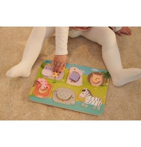 CLASSIC WORLD Układanka Klocki Puzzle dla Dzieci Zwierzęta Dopasuj Nauka Kształtów Kolorów 6 el.