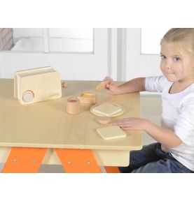 Drewniany Toster + Masło Kromka Nóż Talerz Dżem Masterkidz