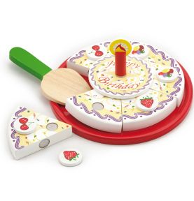 Tort Urodzinowy Drewniany Zestaw do Krojenia na Rzepy Viga Toys