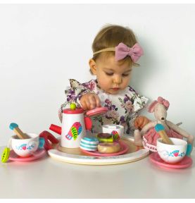 TOOKY TOY Drewniany Zestaw Naczyń Popołudniowa Herbatka