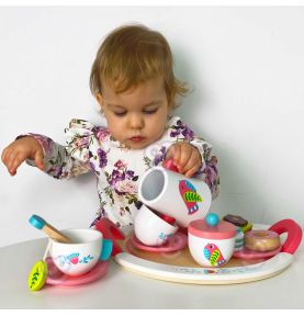 TOOKY TOY Drewniany Zestaw Naczyń Popołudniowa Herbatka