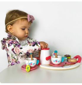 TOOKY TOY Drewniany Zestaw Naczyń Popołudniowa Herbatka
