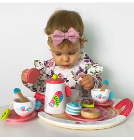 TOOKY TOY Drewniany Zestaw Naczyń Popołudniowa Herbatka