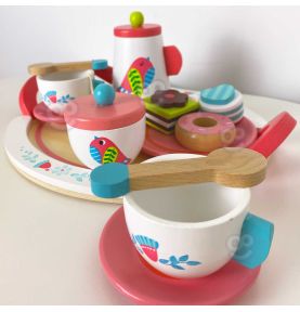 TOOKY TOY Drewniany Zestaw Naczyń Popołudniowa Herbatka