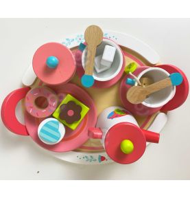 TOOKY TOY Drewniany Zestaw Naczyń Popołudniowa Herbatka