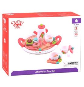 TOOKY TOY Drewniany Zestaw Naczyń Popołudniowa Herbatka