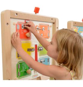 Tablica Ścienna Drewniana Nauka Otwierania Zamków - 6 sejfów Masterkidz