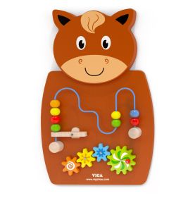 Drewniana Gra z przeplatnką i kołami zębatymi Koń Viga Toys
