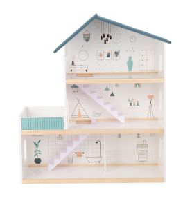 TOOKY TOY Duży Drewniany Domek dla Lalek + Figurki