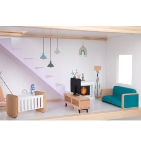 TOOKY TOY Duży Drewniany Domek dla Lalek + Figurki