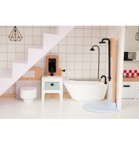 TOOKY TOY Duży Drewniany Domek dla Lalek + Figurki