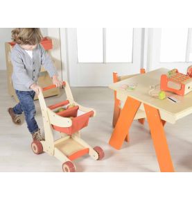 Drewniany Wózek Sklepowy Na Zakupy Masterkidz