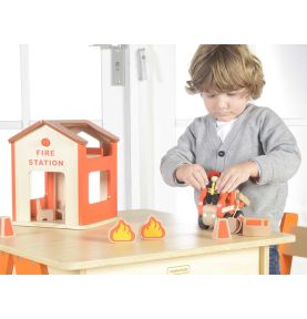 Mini Remiza Strażacka Drewniany Zestaw Masterkidz