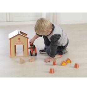 Mini Remiza Strażacka Drewniany Zestaw Masterkidz