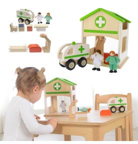 Mini Szpital Drewniany Zestaw Masterkidz Makieta