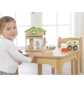 Mini Szpital Drewniany Zestaw Masterkidz Makieta