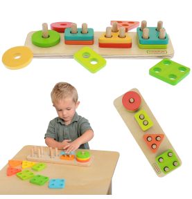 Drewniany Sorter Kształtów Kolorowe Klocki Masterkidz