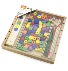 VIGA Drewniana Gra edukacyjna Logiczne koraliki 104 elementy