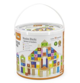 Viga Toys Klocki Drewniane Edukacyjne 100 elem. Cyferki Literki
