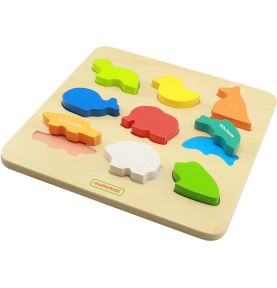 Drewniany Sorter Kształtów Masterkidz Kolorowe Zwierzątka