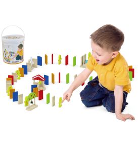 Viga Zestaw Drewniane Klocki Gra Domino Farma 116 Elementów
