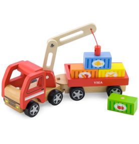 Drewniany Dźwig z kontenerami Viga Toys