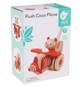 Drewniany Pchacz Samolot Miś Coco Classic World