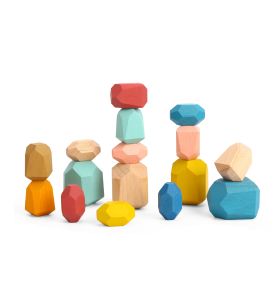 TOOKY TOY Klocki Drewniane Balansujące Kamyczki Edukacyjne Montessori 16 el. Certyfikat FSC