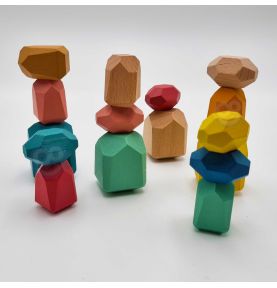TOOKY TOY Klocki Drewniane Balansujące Kamyczki Edukacyjne Montessori 16 el. Certyfikat FSC