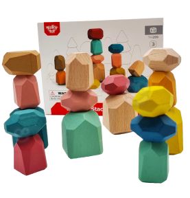 TOOKY TOY Klocki Drewniane Balansujące Kamyczki Edukacyjne Montessori 16 el. Certyfikat FSC