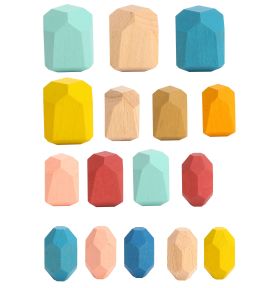 TOOKY TOY Klocki Drewniane Balansujące Kamyczki Edukacyjne Montessori 16 el. Certyfikat FSC