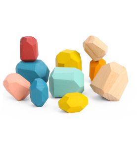 TOOKY TOY Klocki Drewniane Balansujące Kamyczki Edukacyjne Montessori 16 el. Certyfikat FSC