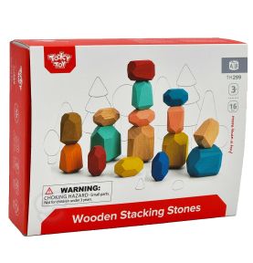 TOOKY TOY Klocki Drewniane Balansujące Kamyczki Edukacyjne Montessori 16 el. Certyfikat FSC