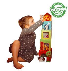 WOOPIE GREEN Układanka Kostki Farma w Pudełkach + Figurki 10 el.