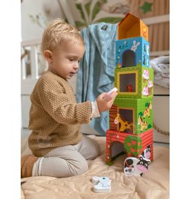 WOOPIE GREEN Układanka Kostki Farma w Pudełkach + Figurki 10 el.