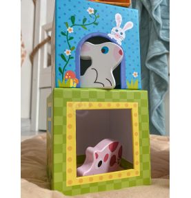 WOOPIE GREEN Układanka Kostki Farma w Pudełkach + Figurki 10 el.