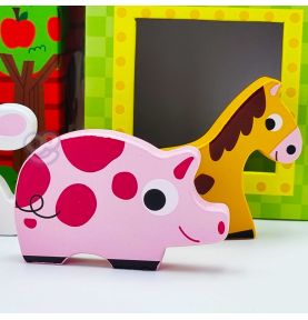WOOPIE GREEN Układanka Kostki Farma w Pudełkach + Figurki 10 el.