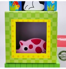 WOOPIE GREEN Układanka Kostki Farma w Pudełkach + Figurki 10 el.