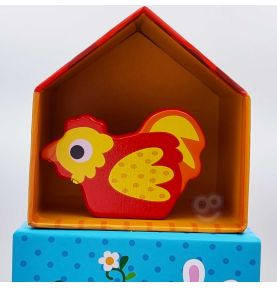WOOPIE GREEN Układanka Kostki Farma w Pudełkach + Figurki 10 el.