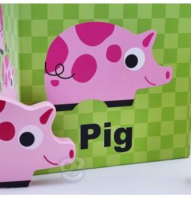 WOOPIE GREEN Układanka Kostki Farma w Pudełkach + Figurki 10 el.