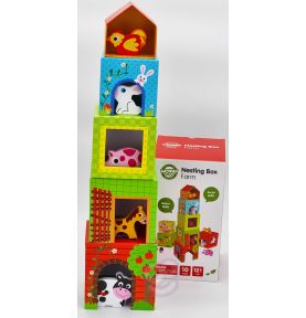 WOOPIE GREEN Układanka Kostki Farma w Pudełkach + Figurki 10 el.