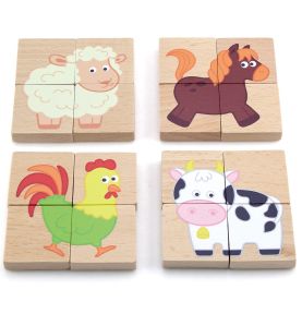Viga Drewniane Puzzle Magnetyczne Zwierzęta Układanka Certyfikat FSC